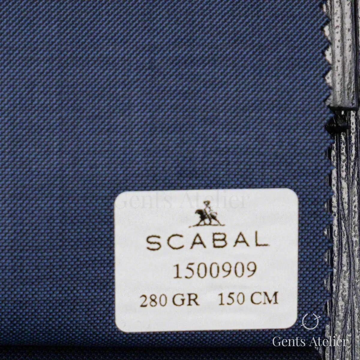 Образец ткани Scabal 1500909 с этикеткой, синий