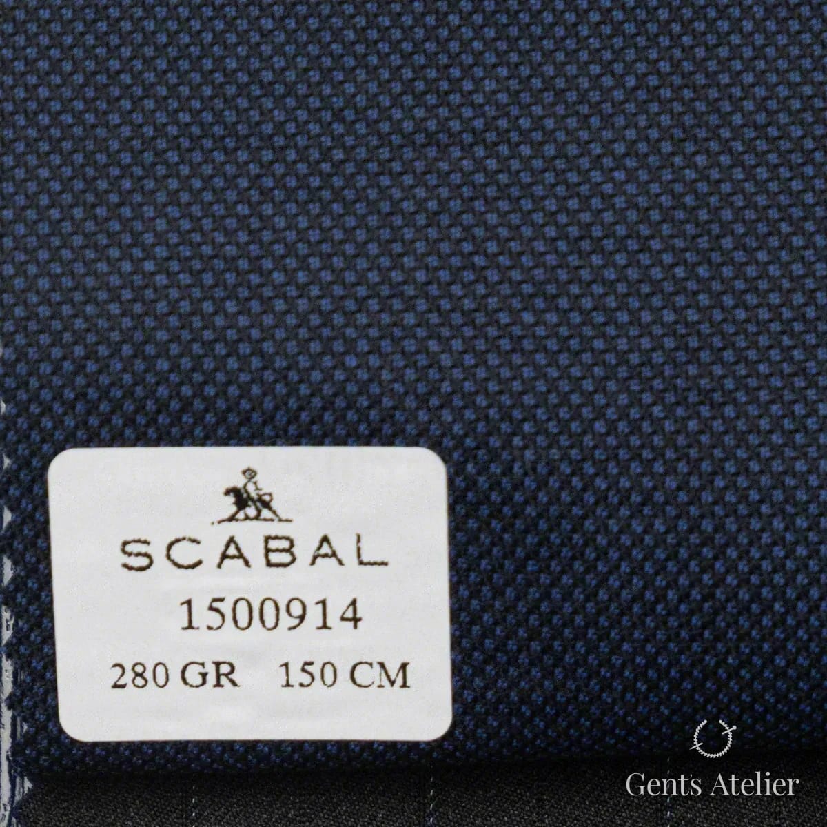 Образец ткани Scabal 1500914 с этикеткой, синий