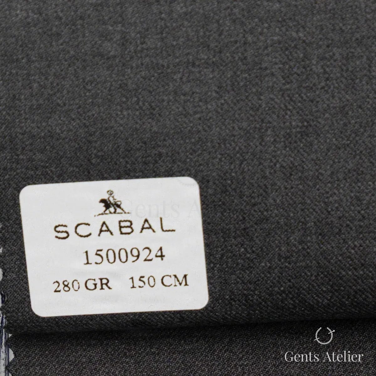 Образец ткани Scabal 1500924 с этикеткой, тёмно-серый (антрацит)