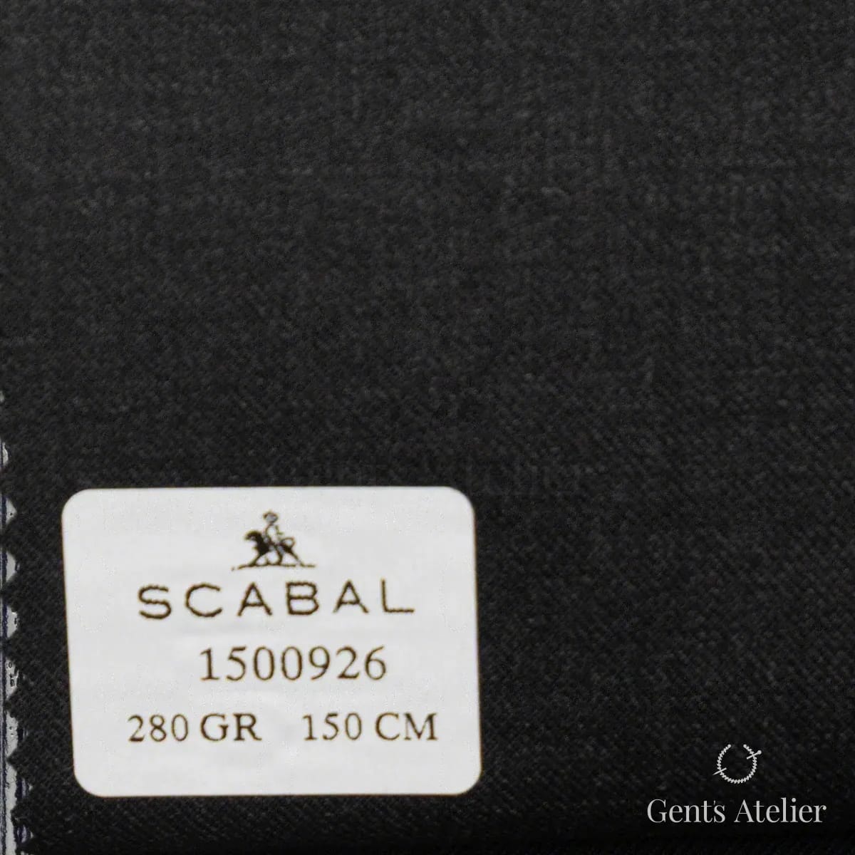 Образец ткани Scabal 1500926 с этикеткой, чёрный (антрацит)