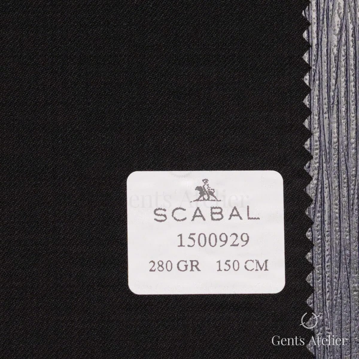 Образец ткани Scabal 1500929 с этикеткой, глубокий чёрный