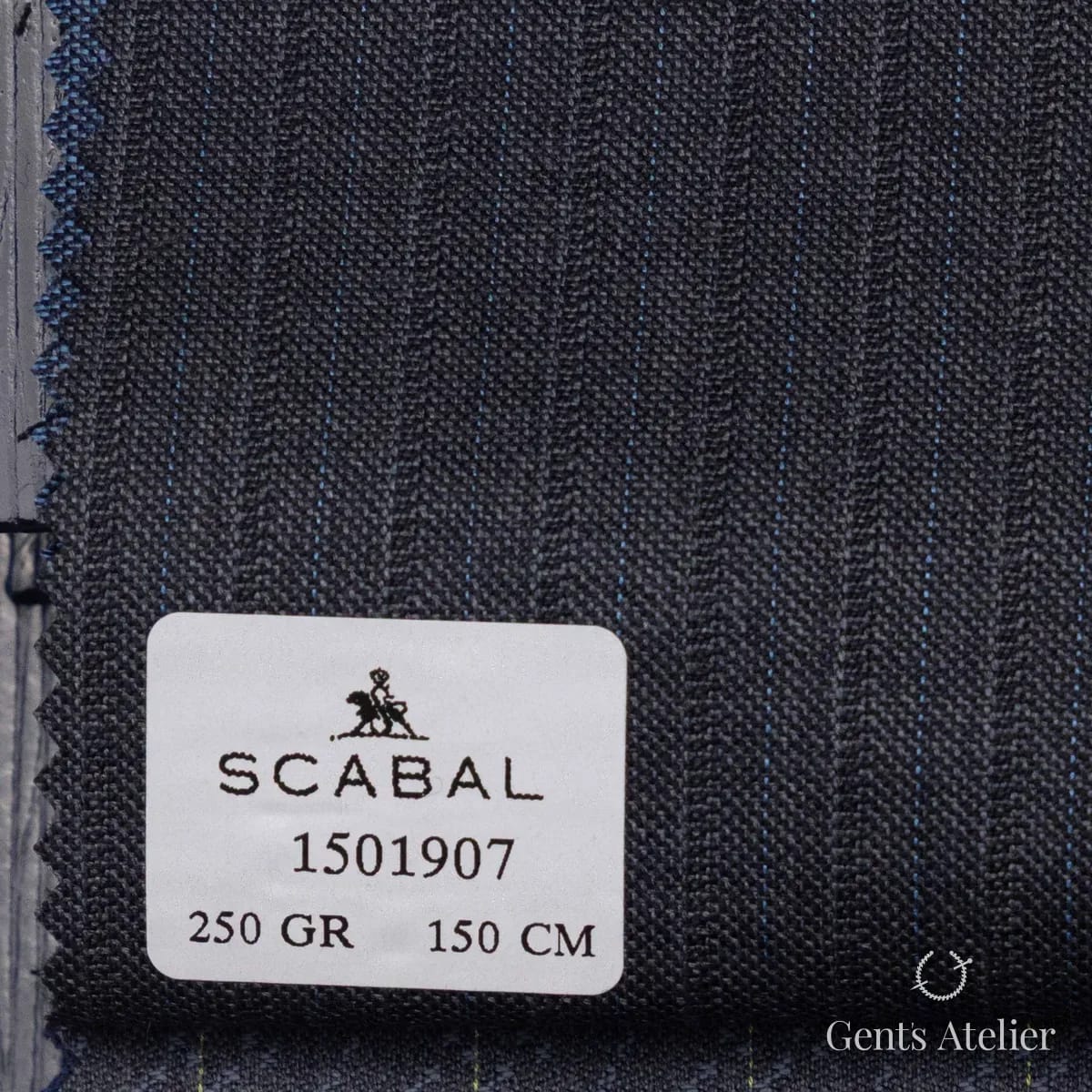 Образец ткани Scabal 1501907 с этикеткой, угольно-синий