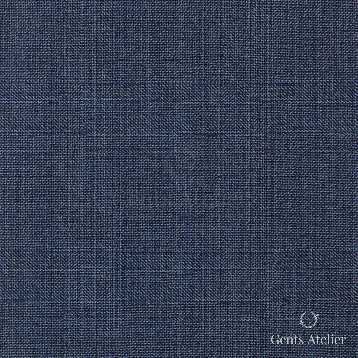 Костюм из Scabal 1501915 — тёмно-синий ёлочка с голубым оверчеком, 100%WO