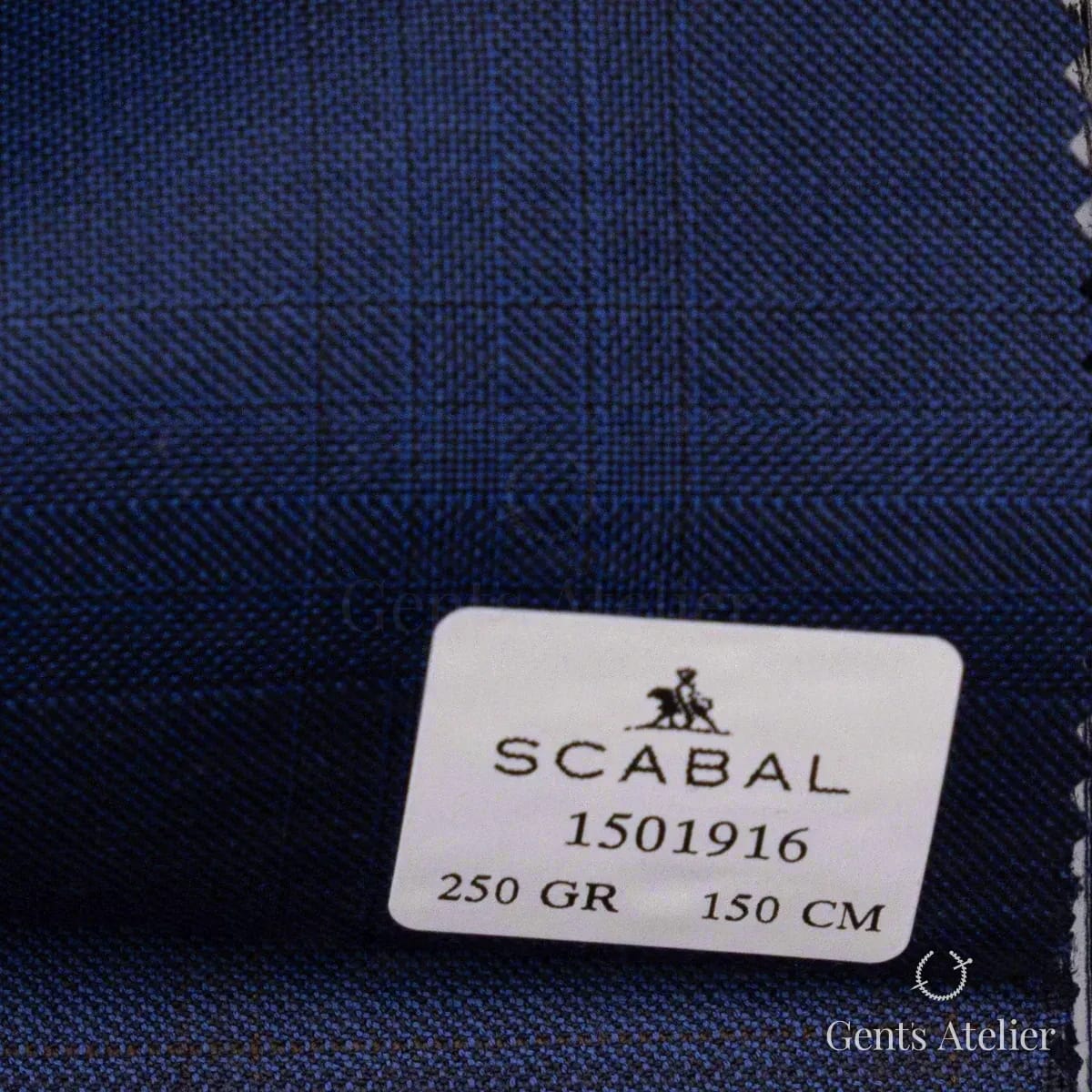 Образец ткани Scabal 1501916 с этикеткой, иссиня-чёрный тёмно-синий