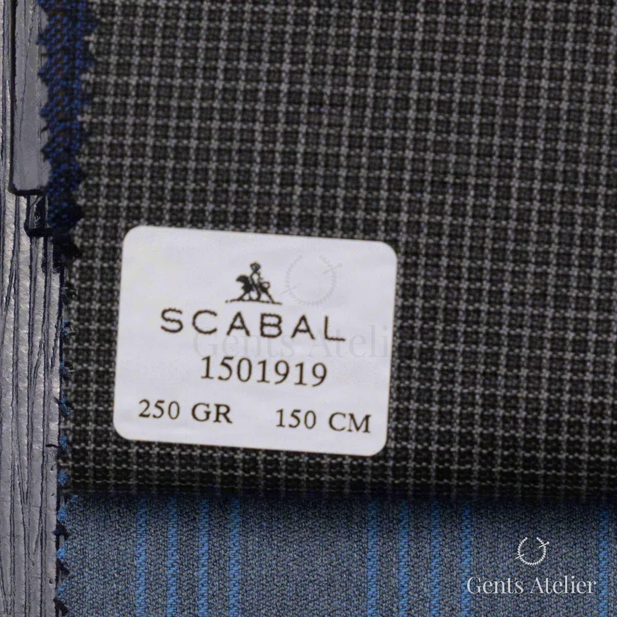 Образец ткани Scabal 1501919 с этикеткой, угольно-серый