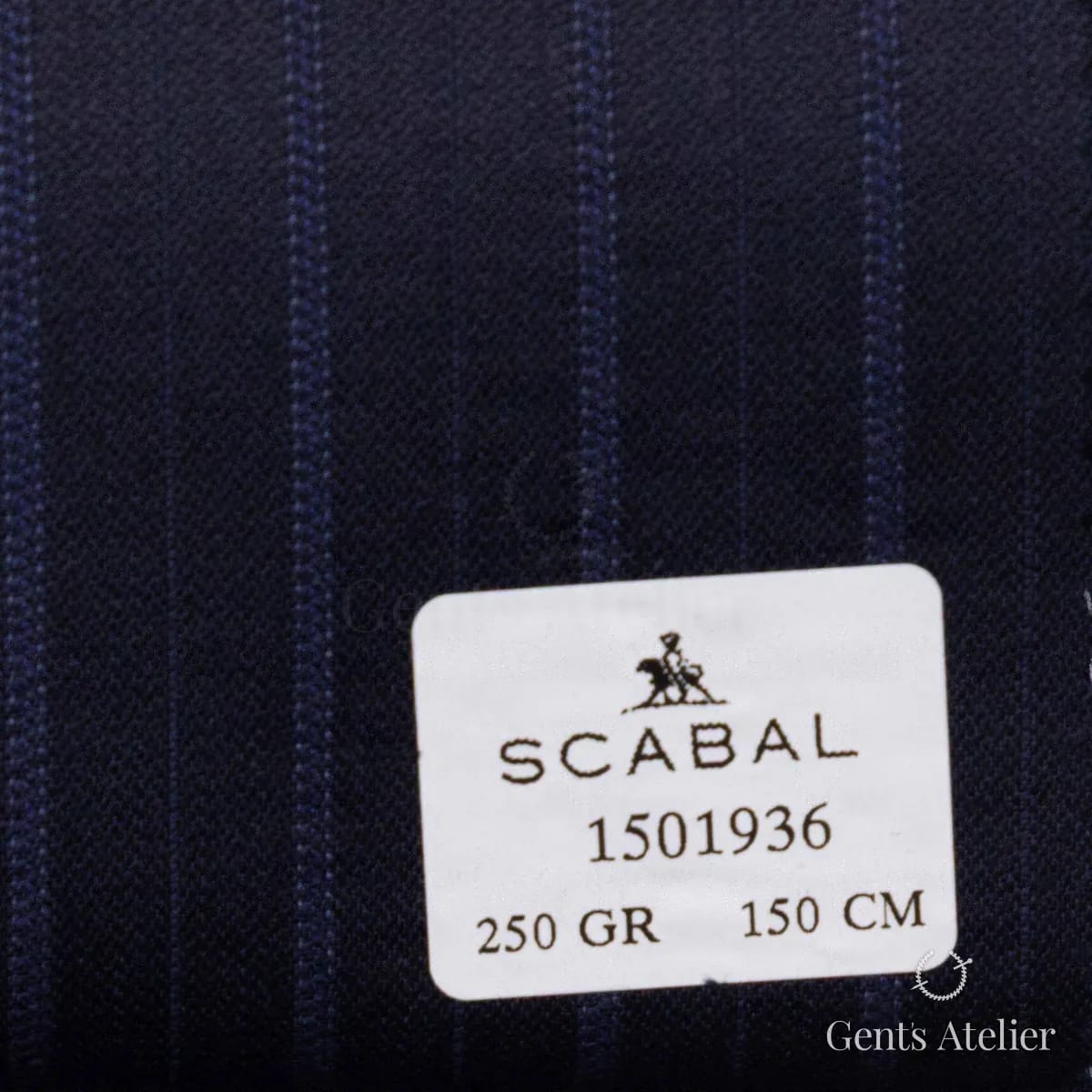 Образец ткани Scabal 1501936 с этикеткой, тёмно-синий, почти чёрный