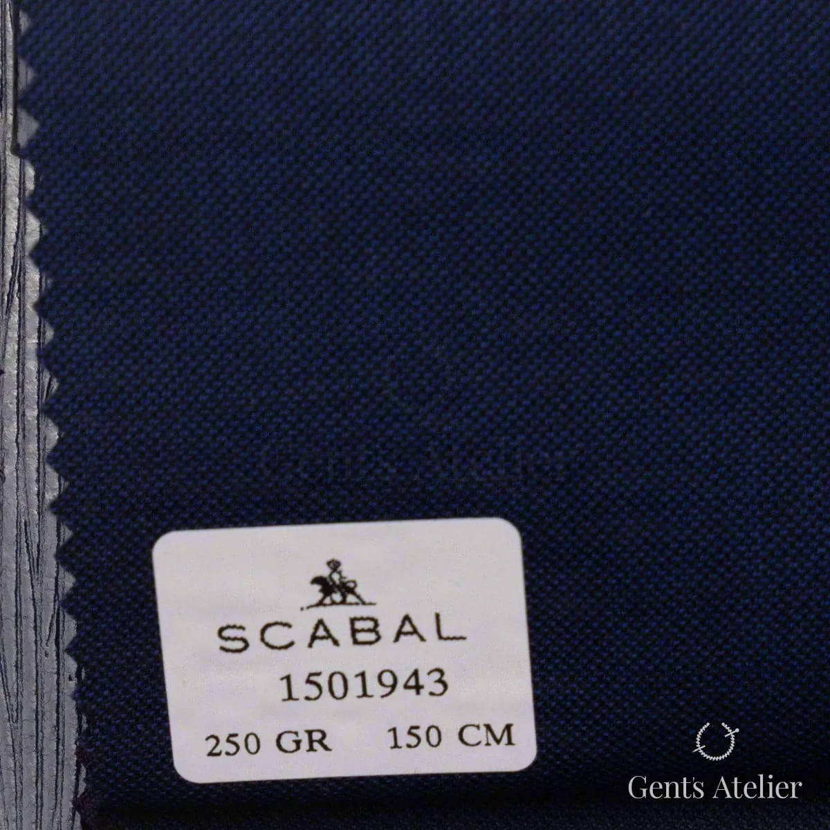 Образец ткани Scabal 1501943 с этикеткой, тёмно-синий, почти чёрный