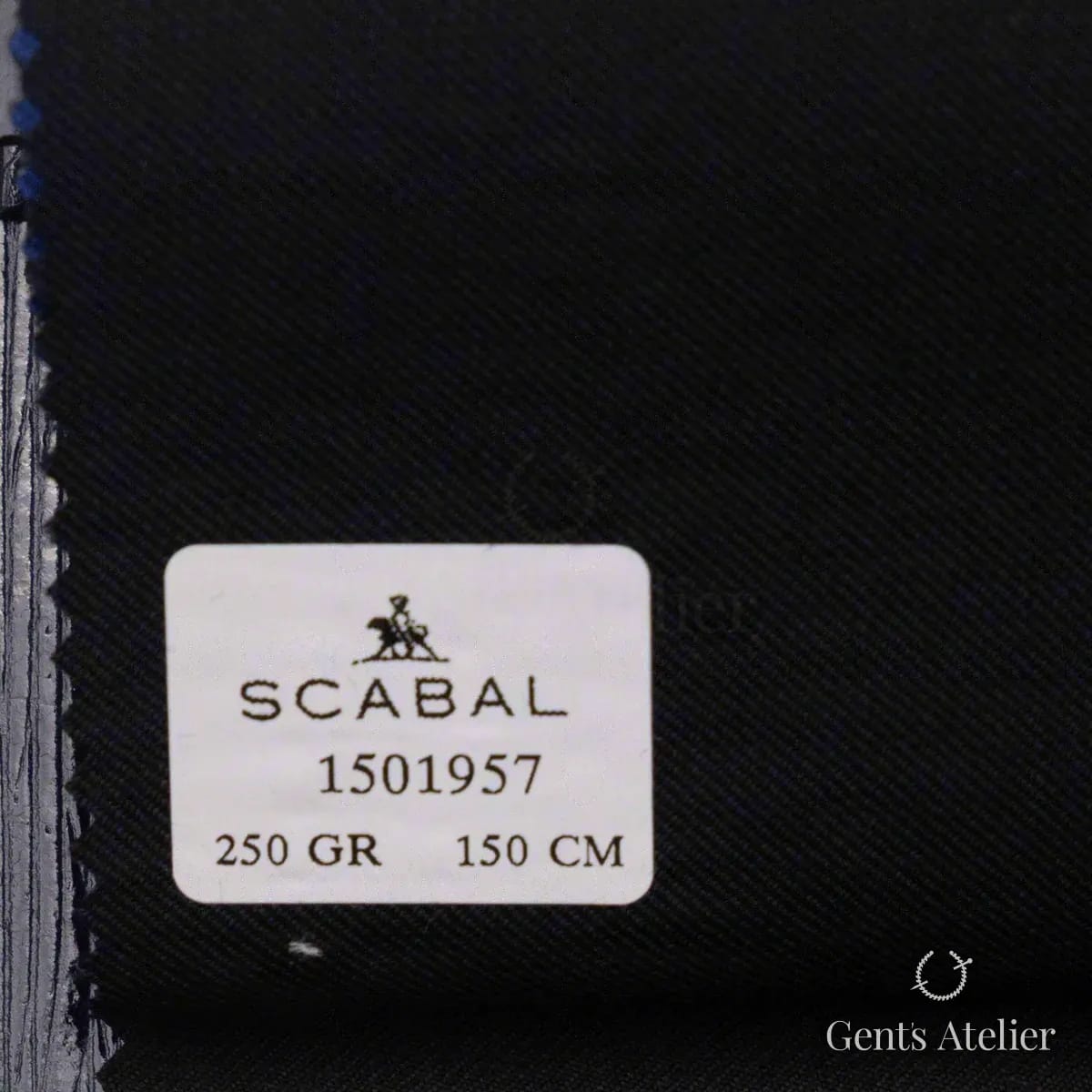 Образец ткани Scabal 1501957 с этикеткой, чёрный