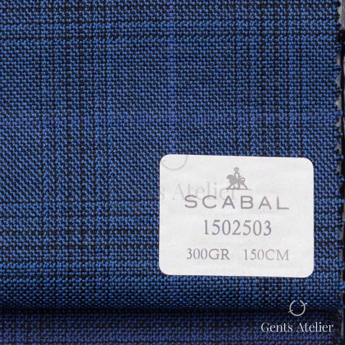 Образец ткани Scabal 1502503 с этикеткой, ярко-синий (кобальт)