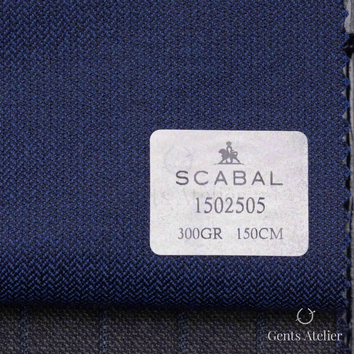 Образец ткани Scabal 1502505 с этикеткой, тёмно-синий (навy)