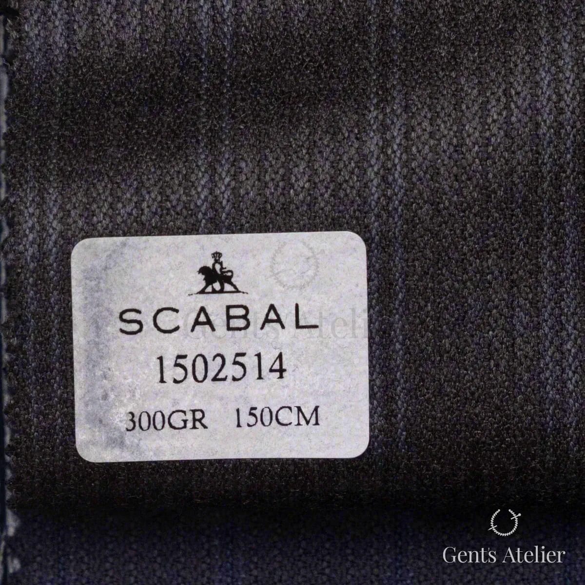 Образец ткани Scabal 1502514 с этикеткой, почти чёрный антрацит