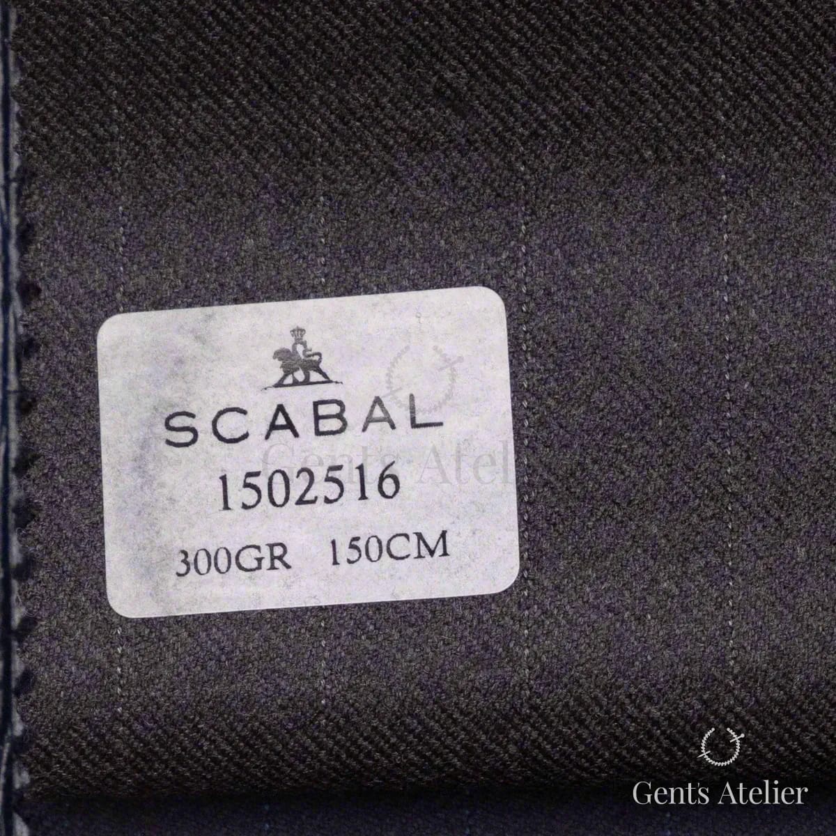 Образец ткани Scabal 1502516 с этикеткой, тёмно-синий