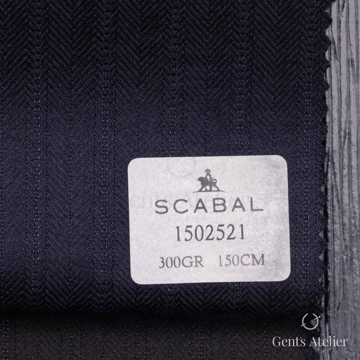 Образец ткани Scabal 1502521 с этикеткой, тёмно-синий, почти чёрный