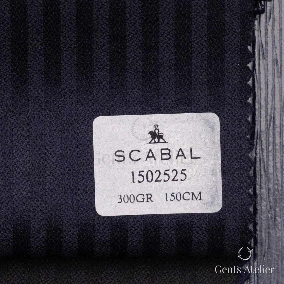 Образец ткани Scabal 1502525 с этикеткой, чёрно-синий, почти чёрный
