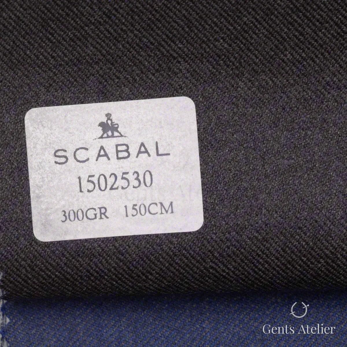 Образец ткани Scabal 1502530 с этикеткой, тёмно-серый