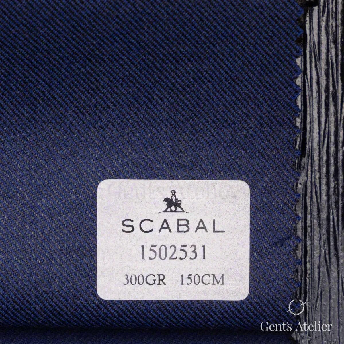 Образец ткани Scabal 1502531 с этикеткой, синий