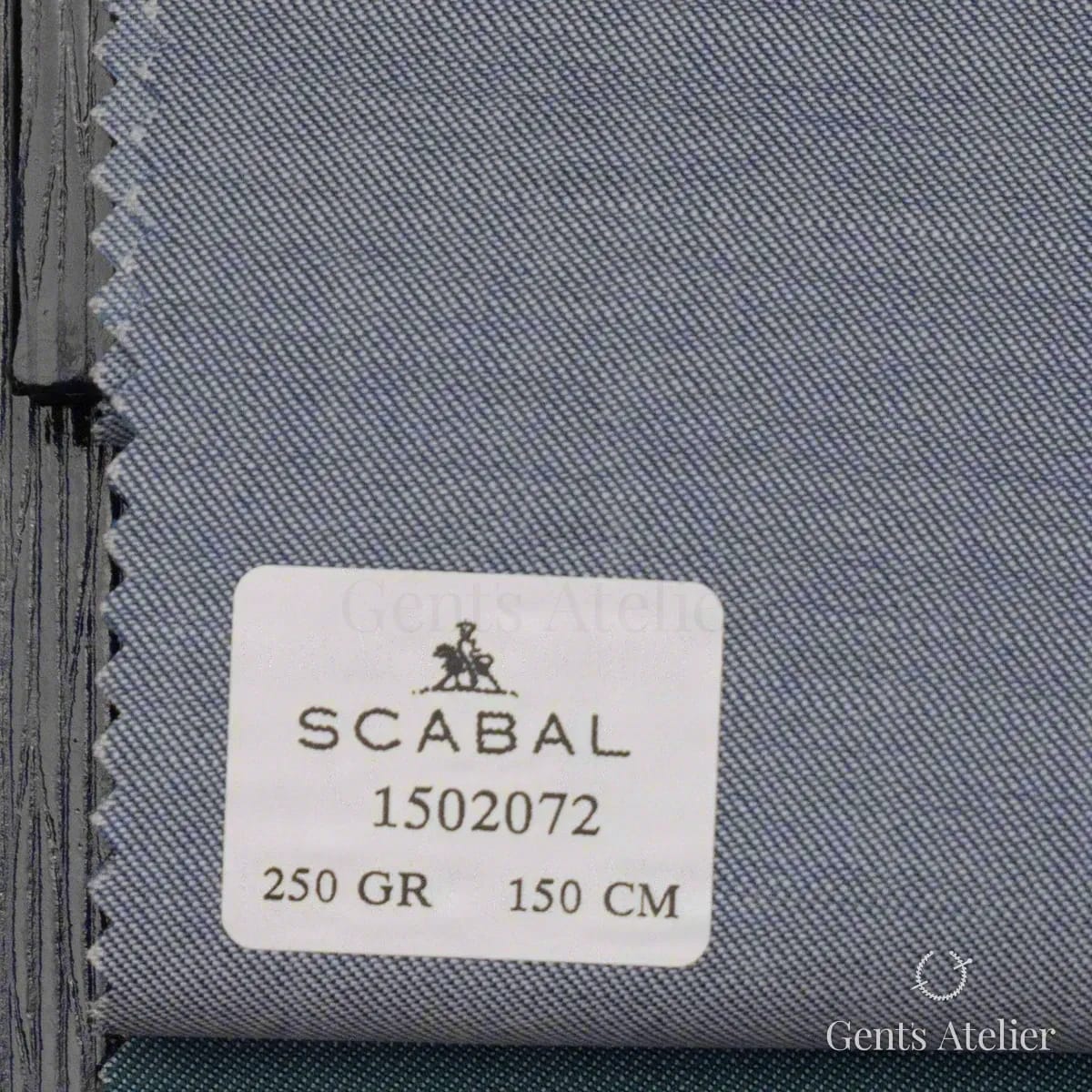 Образец ткани Scabal 1502072 с этикеткой, тёмно-голубой