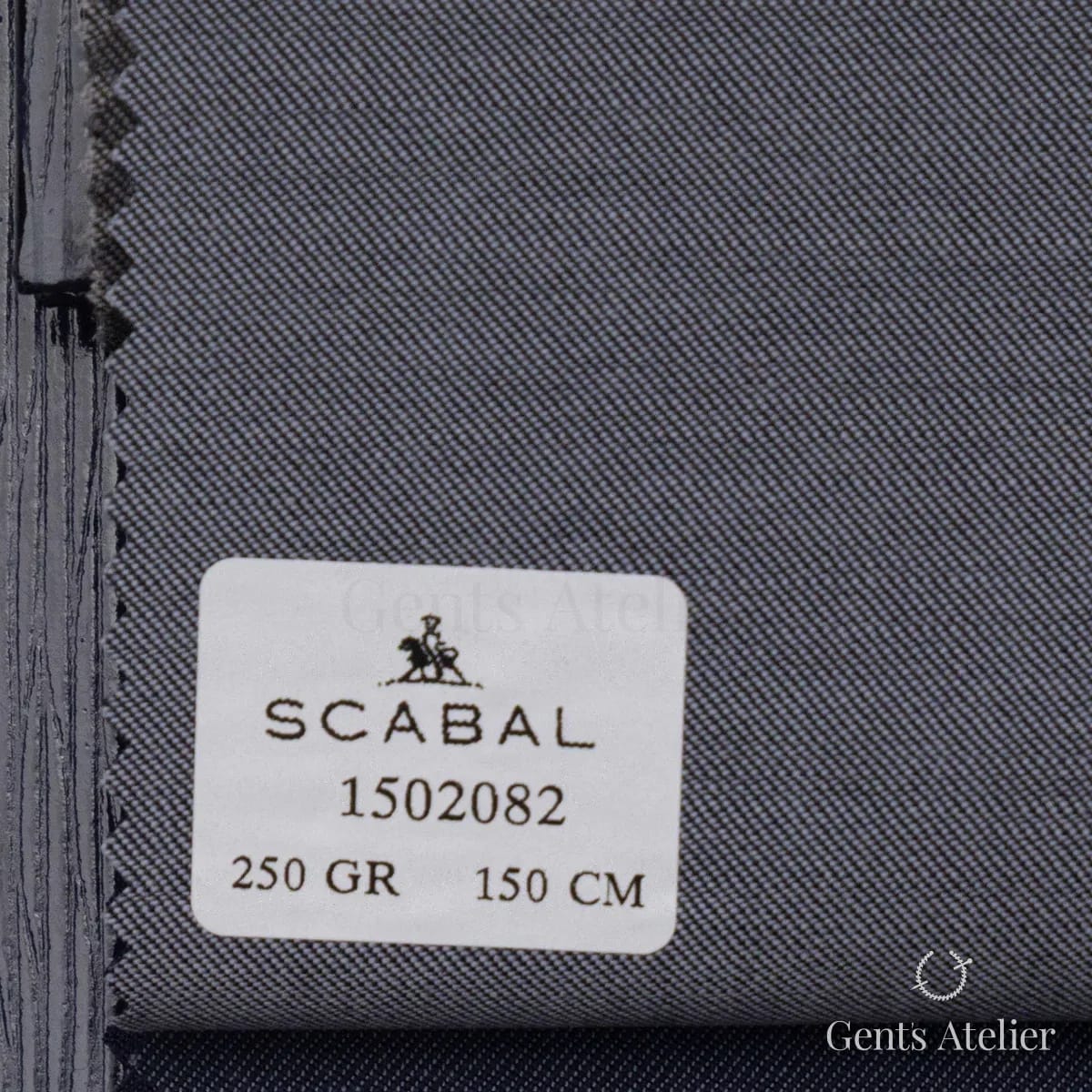 Образец ткани Scabal 1502082 с этикеткой, тёмно-синий (нэйви)