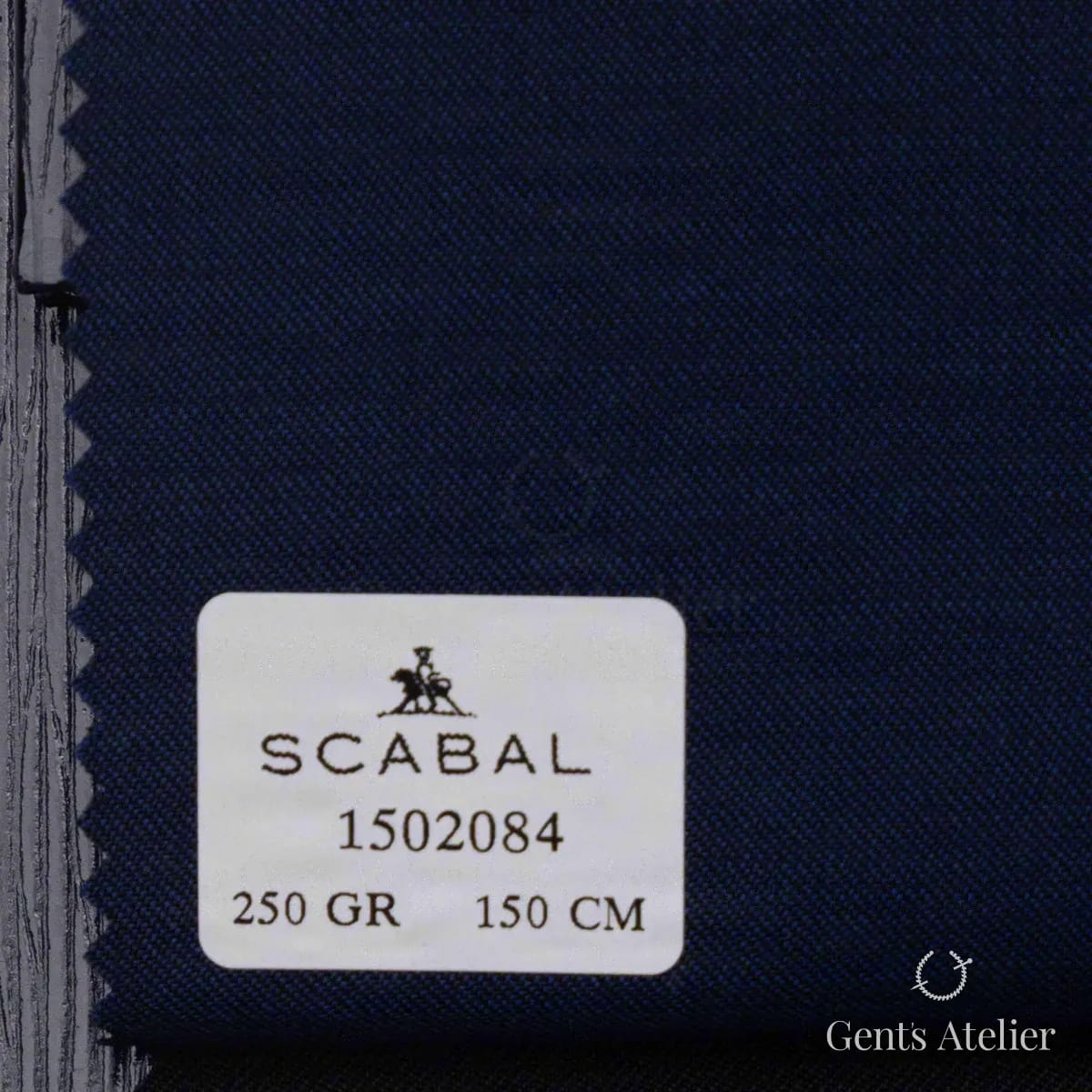 Образец ткани Scabal 1502084 с этикеткой, иссиня-чёрный (очень тёмный синий)