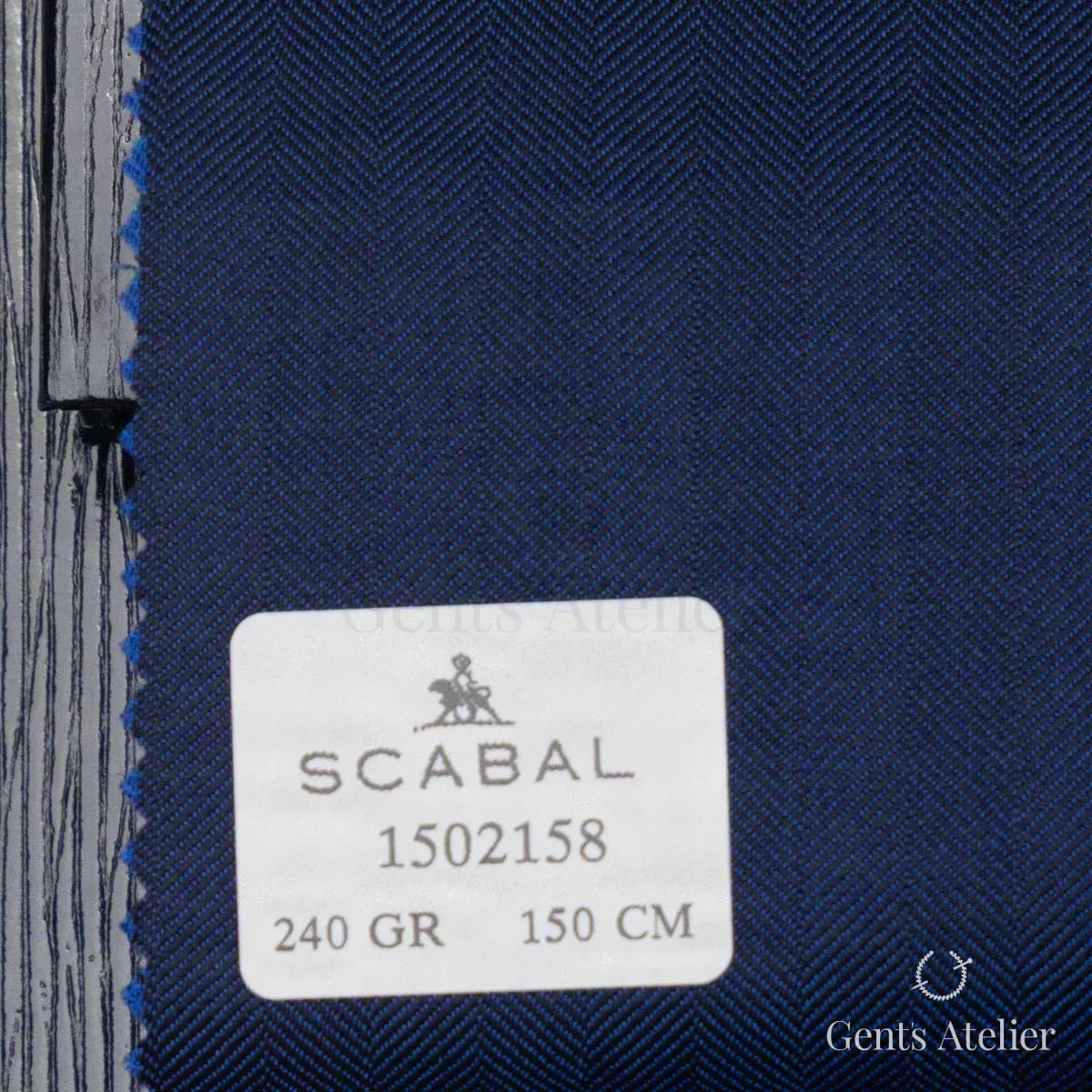 Образец ткани Scabal 1502158 с этикеткой, ярко-синий (кобальт)