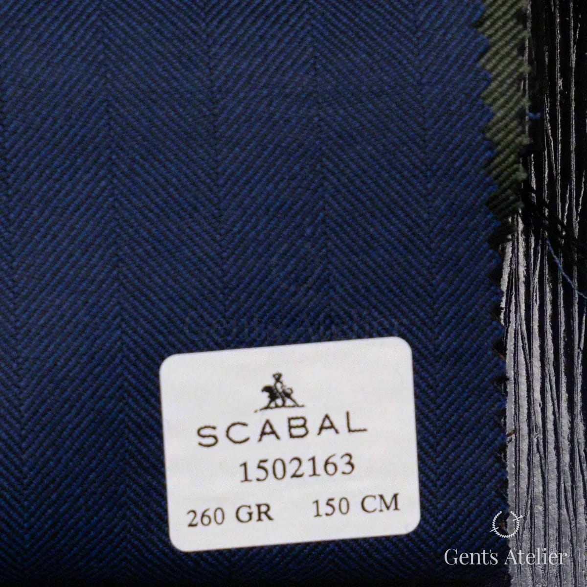 Образец ткани Scabal 1502163 с этикеткой, синий