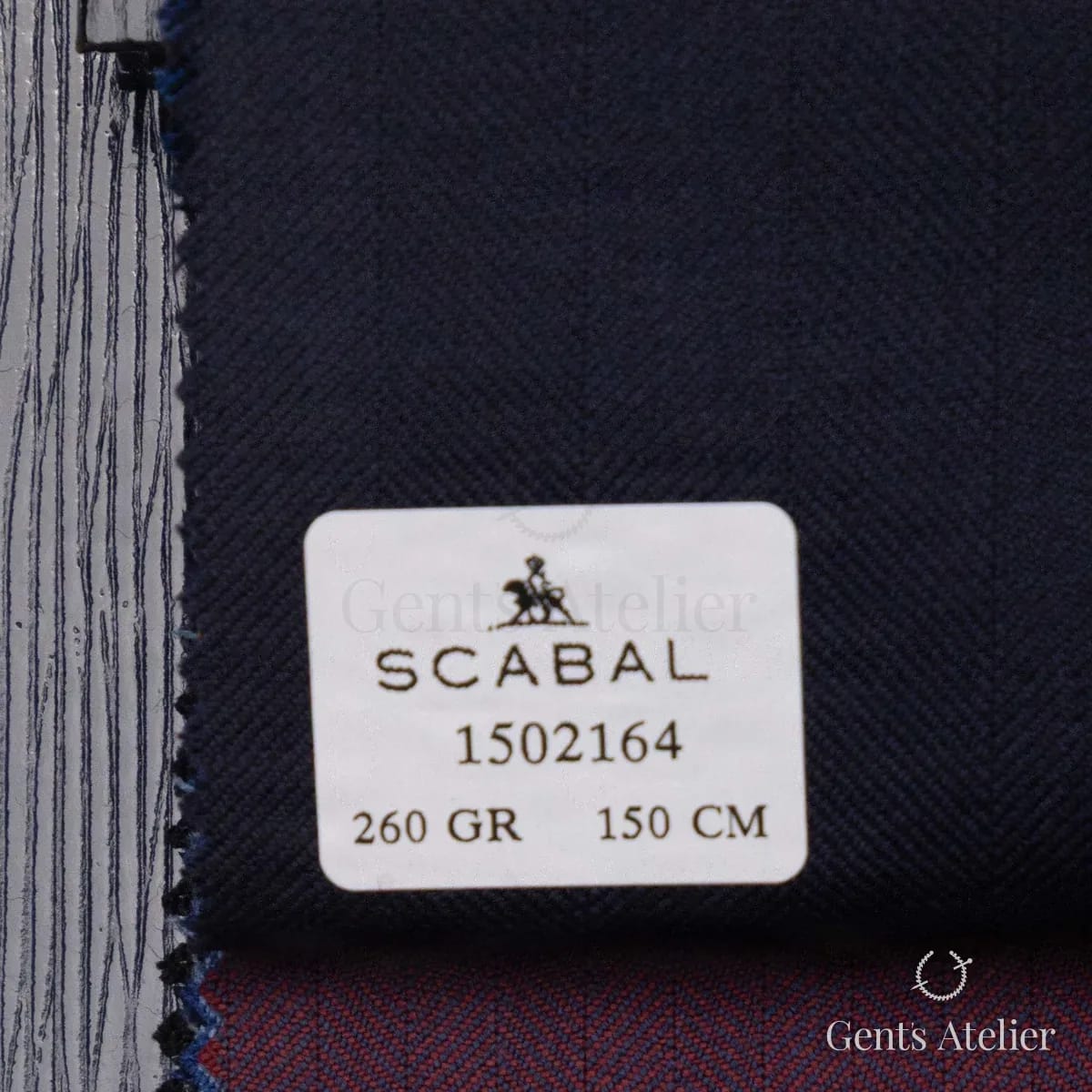 Образец ткани Scabal 1502164 с этикеткой, тёмно-синий (почти чёрный)