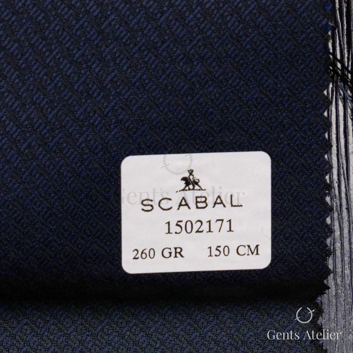 Образец ткани Scabal 1502171 с этикеткой, тёмно-синий (нэви)