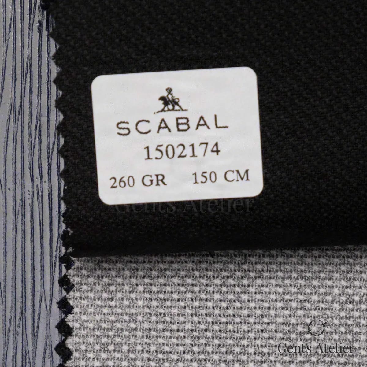 Образец ткани Scabal 1502174 с этикеткой, чёрный