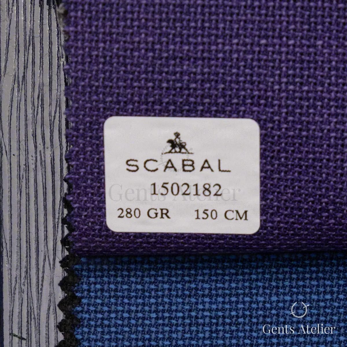 Образец ткани Scabal 1502182 с этикеткой, фиолетовый