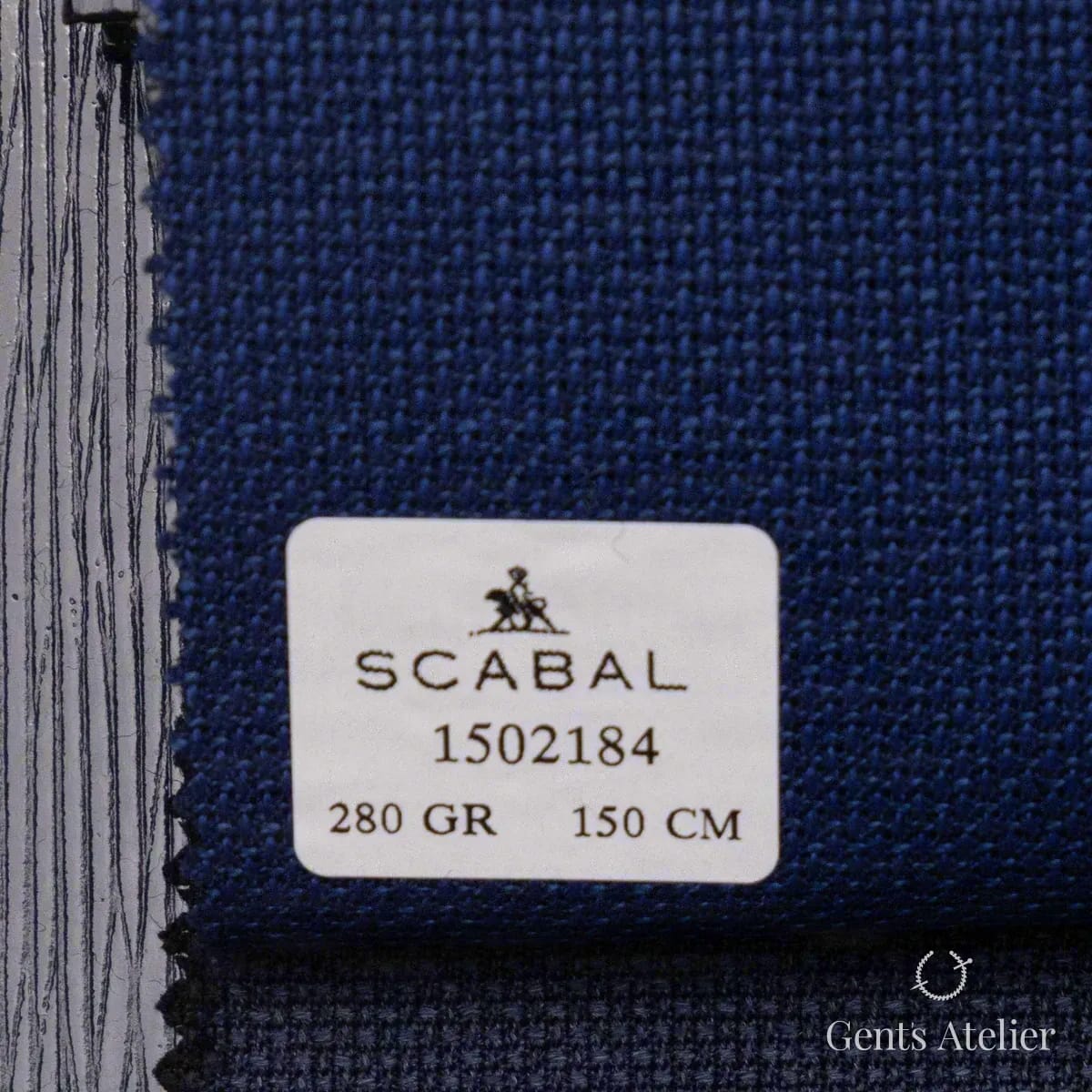 Образец ткани Scabal 1502184 с этикеткой, ярко-синий
