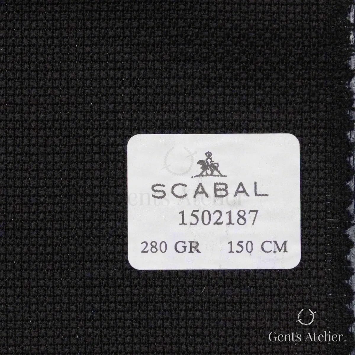 Образец ткани Scabal 1502187 с этикеткой, чёрный
