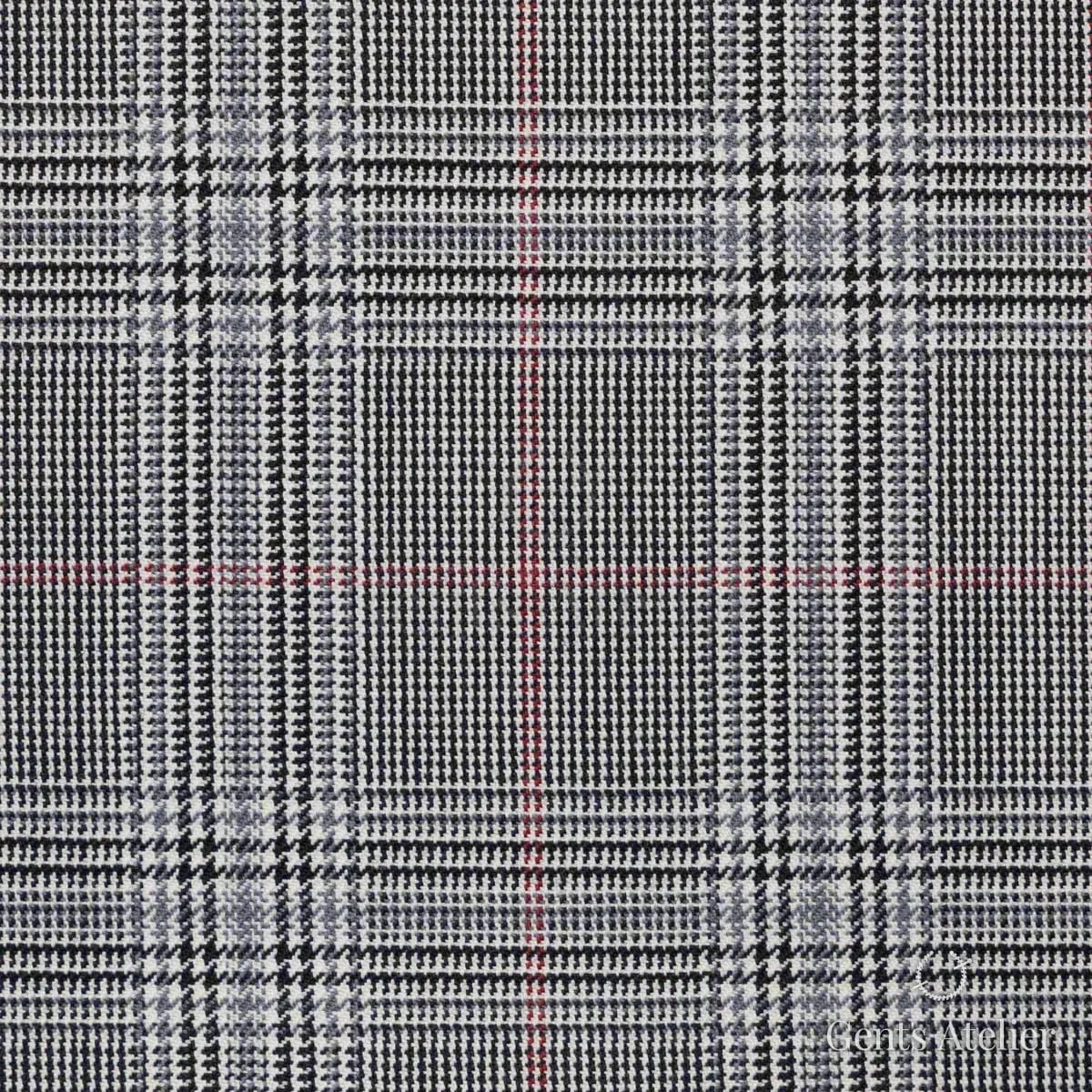 Костюм из Scabal 1501801 — светло-серый (принц Уэльский) с чёрно-белой клеткой и тонкой красной нитью