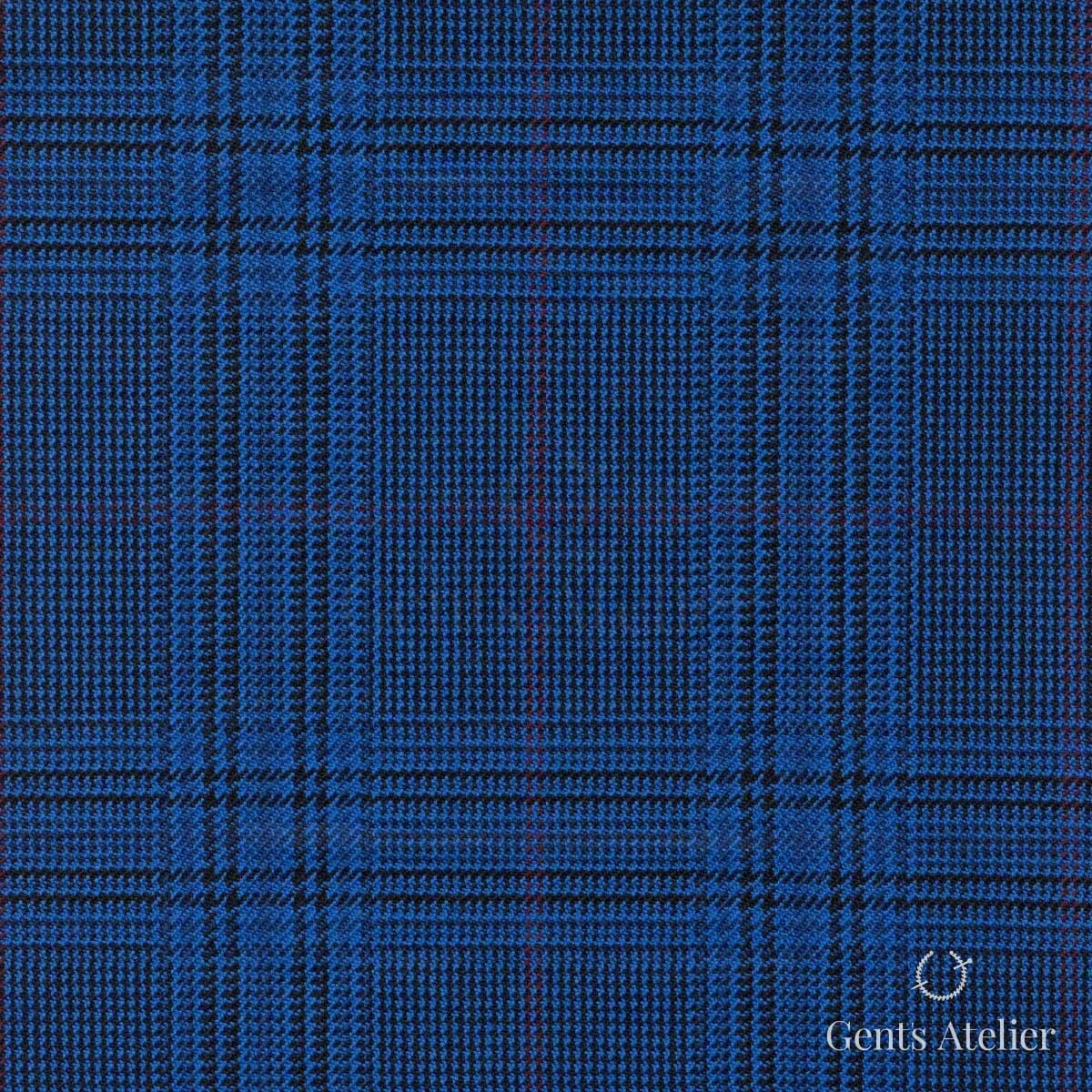 Костюм из Scabal 1501803 — кобальтово-синий с чёрной клеткой и бордовой нитью