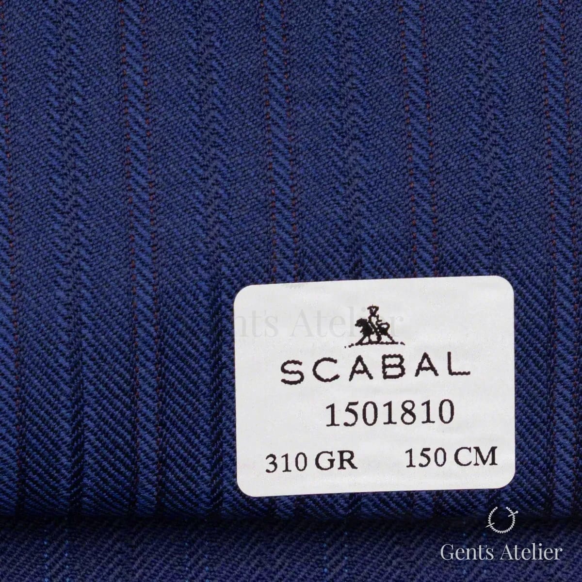 Образец ткани Scabal 1501810 с этикеткой, синий