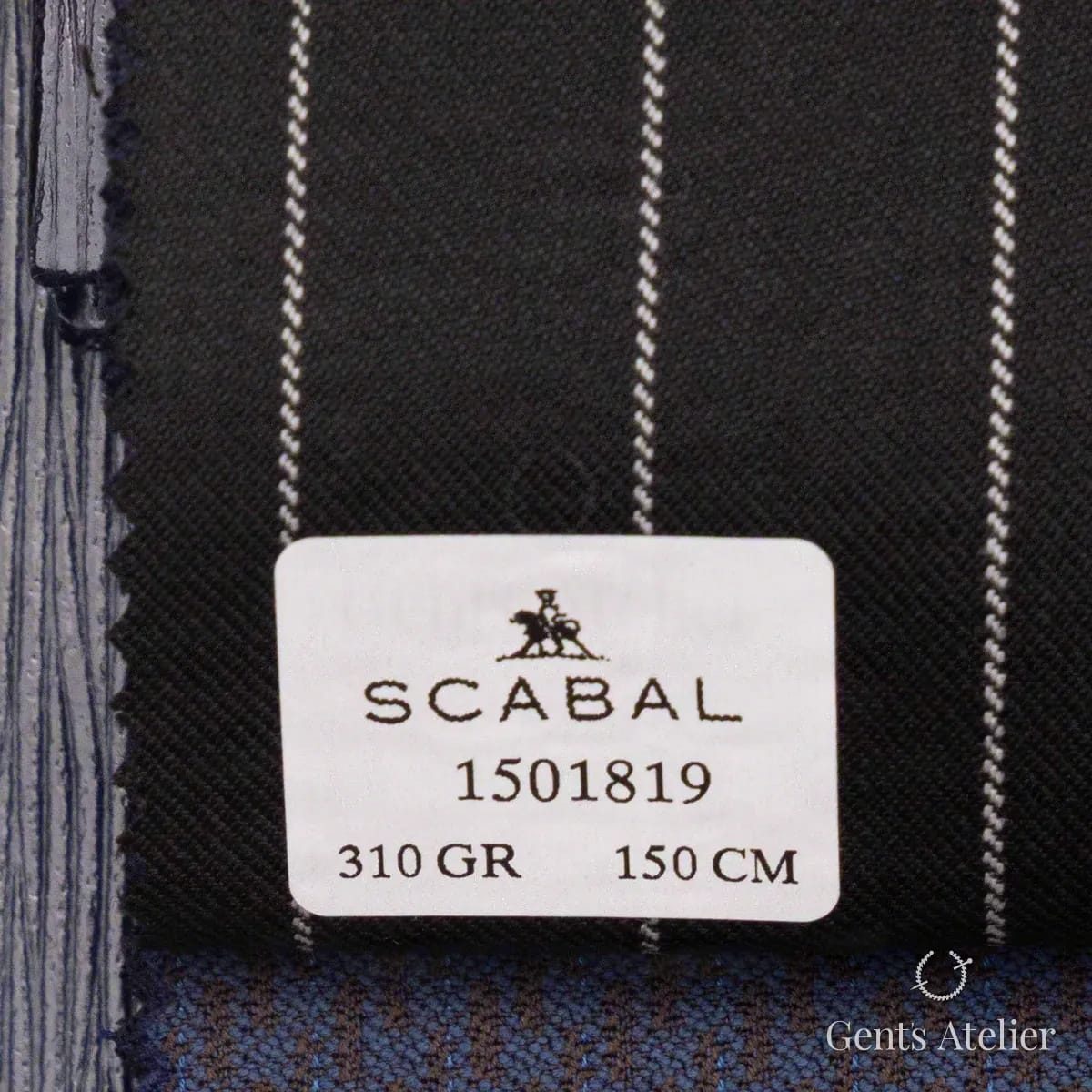 Образец ткани Scabal 1501819 с этикеткой, чёрный