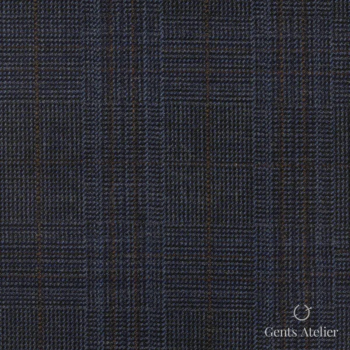 Зимний костюм из Scabal 1501542 — тёмно-синий (нэйви) в клетку с рыжей полосой виндоупейн