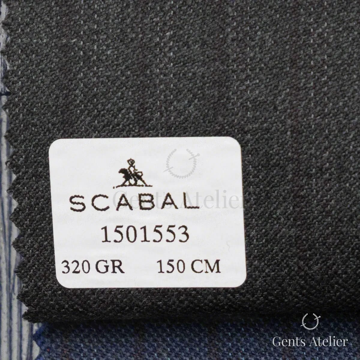 Образец ткани Scabal 1501553 с этикеткой, тёмно-серо-коричневый (антрацит)