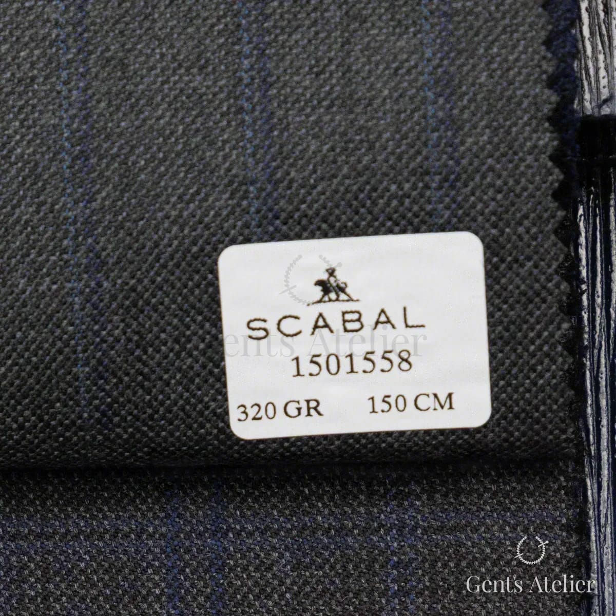 Образец ткани Scabal 1501558 с этикеткой, тёмно-серый (антрацит)