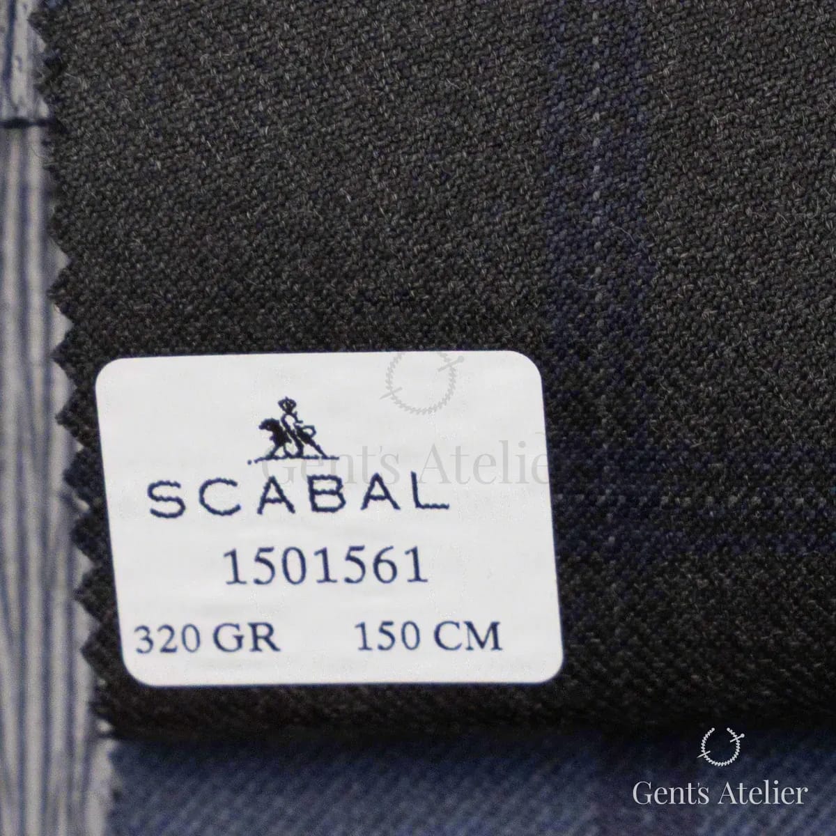 Образец ткани Scabal 1501561 с этикеткой, тёмно-серо-коричневый (почти чёрный)