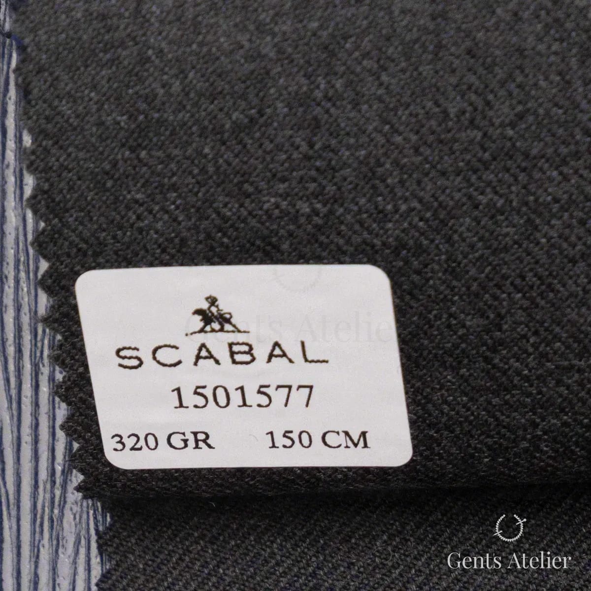 Образец ткани Scabal 1501577 с этикеткой, угольно-чёрный