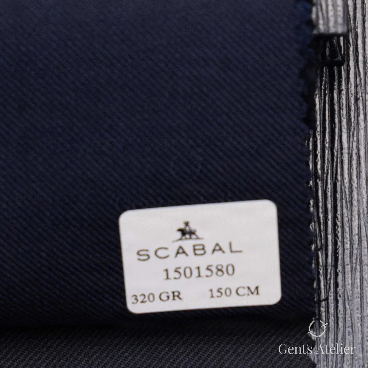 Образец ткани Scabal 1501580 с этикеткой, угольно-чёрный