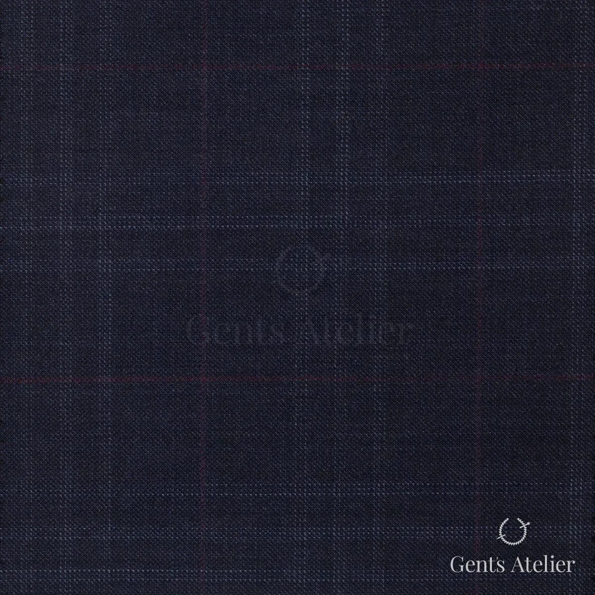 Костюм из Scabal 1503170 — тёмно-синий с бордовым виндоупейном, Шерсть + кашемир