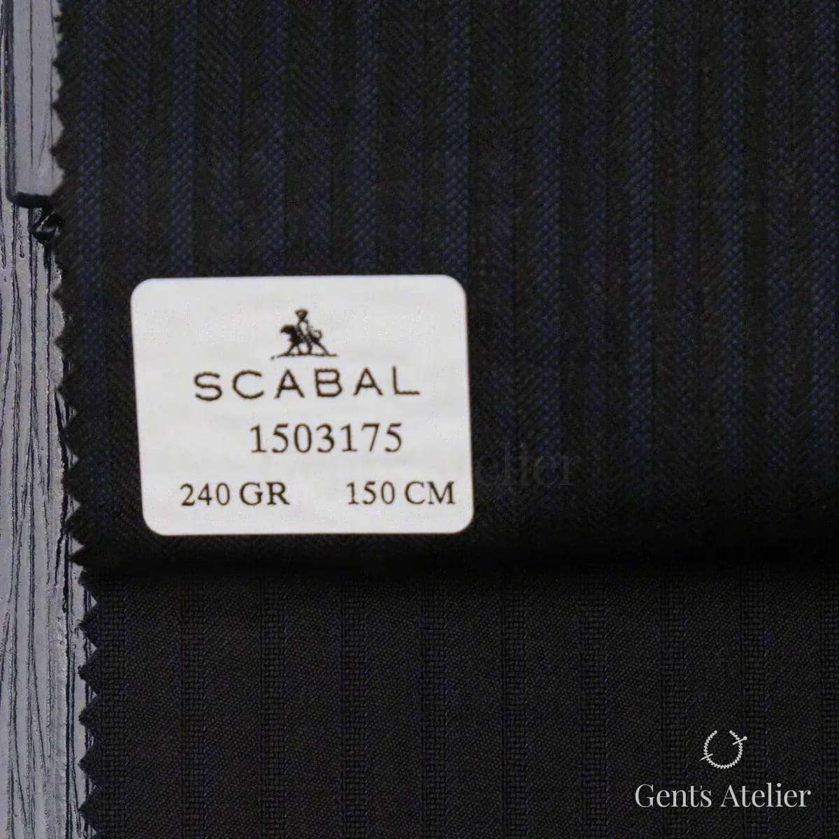 Образец ткани Scabal 1503175 с этикеткой, глубокий синий