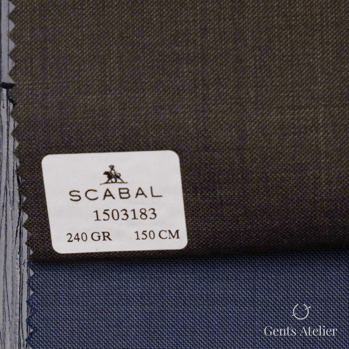 Образец ткани Scabal 1503183 с этикеткой, тёмно-коричневый