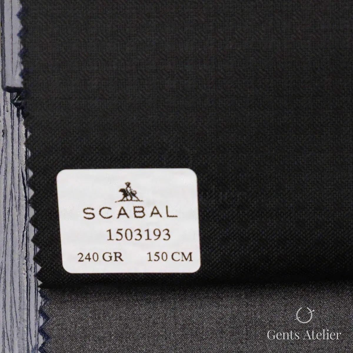 Образец ткани Scabal 1503193 с этикеткой, чёрный
