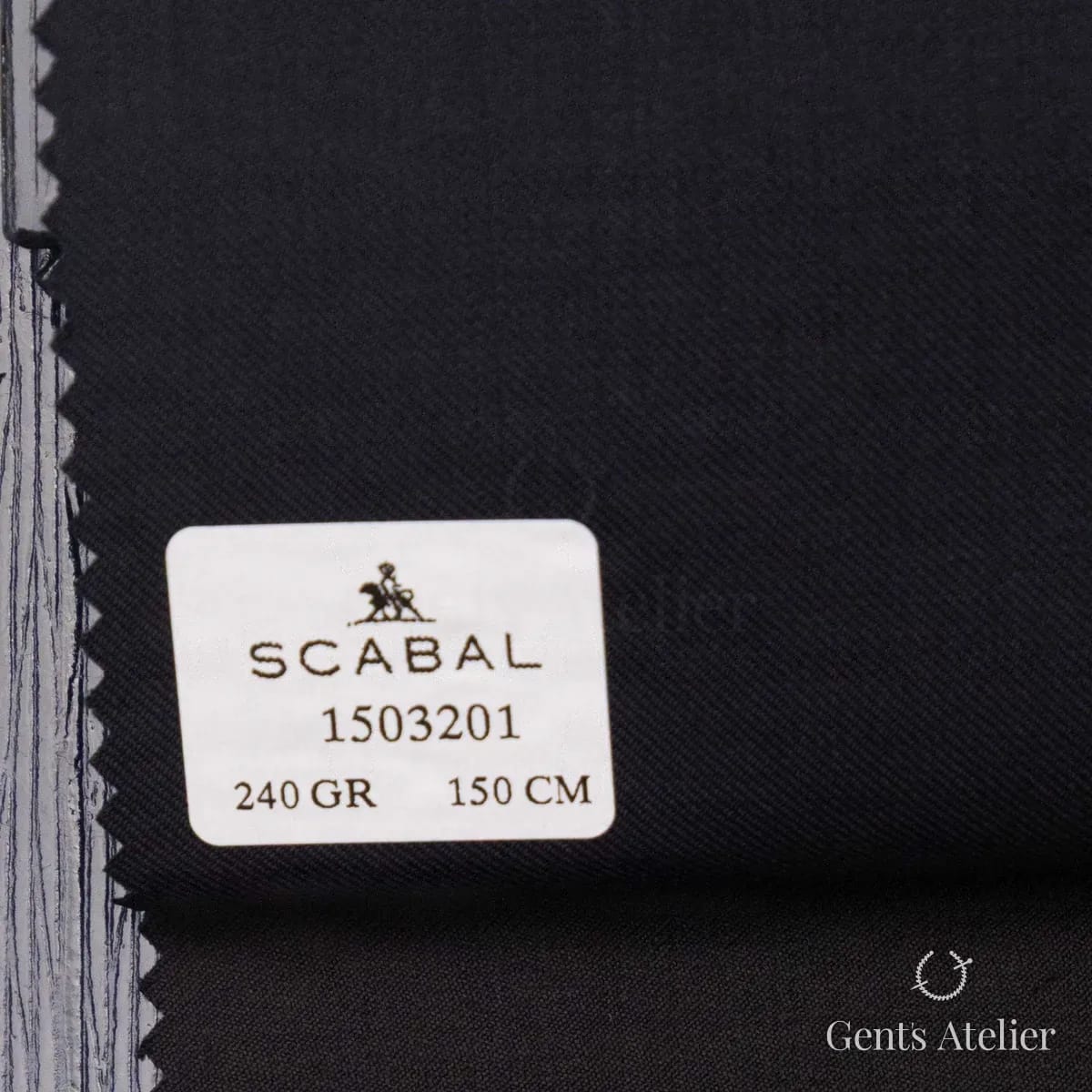 Образец ткани Scabal 1503201 с этикеткой, чёрный