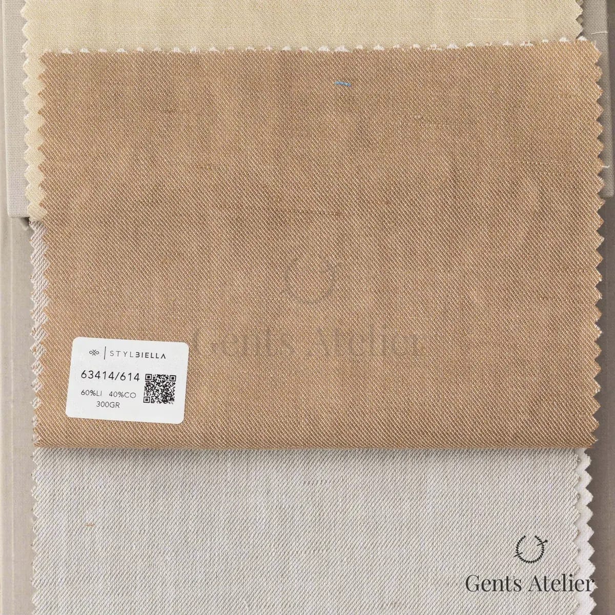 Образец ткани Stylbiella 63414/614 с этикеткой, пудровый
