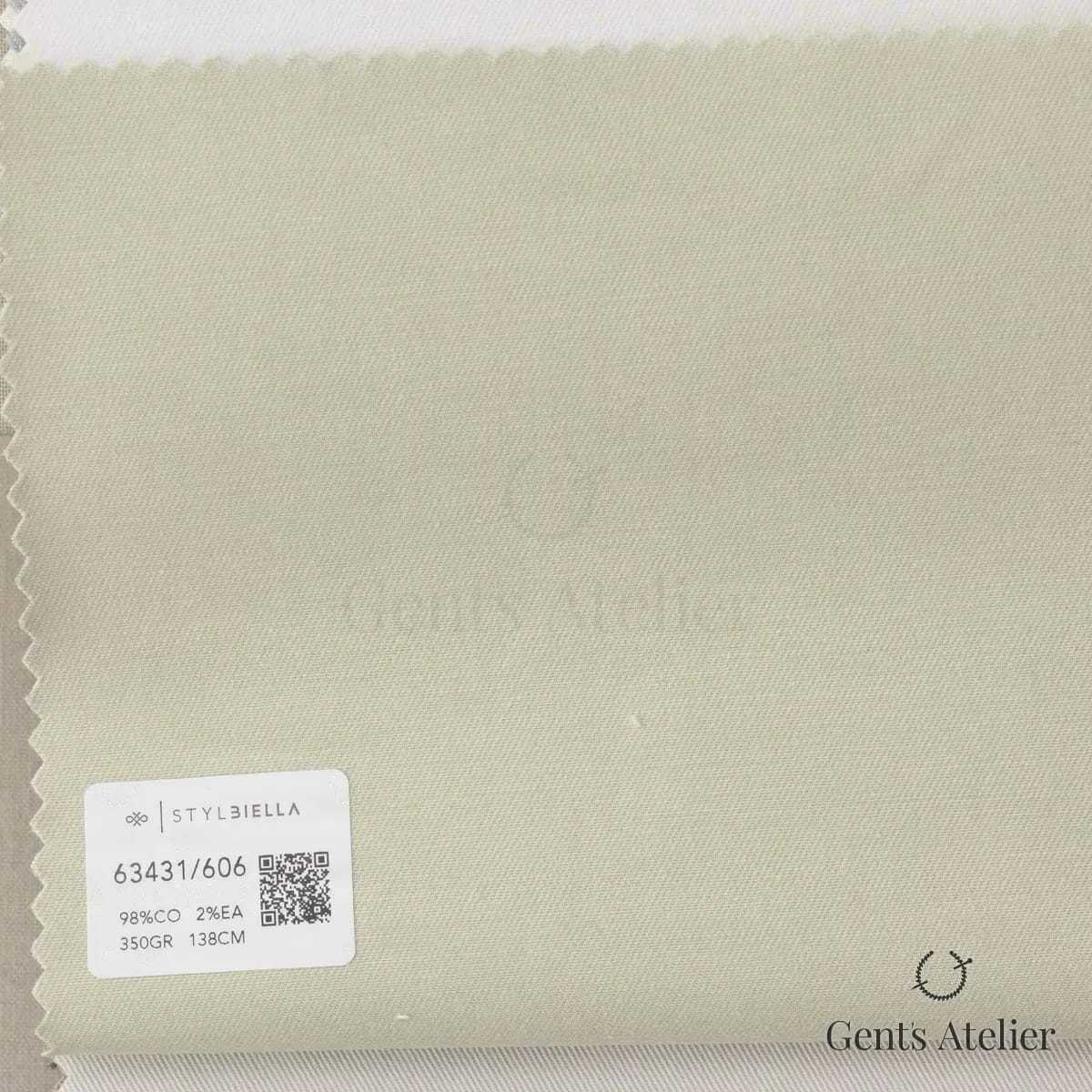 Образец ткани Stylbiella 63431/606 с этикеткой, хаки