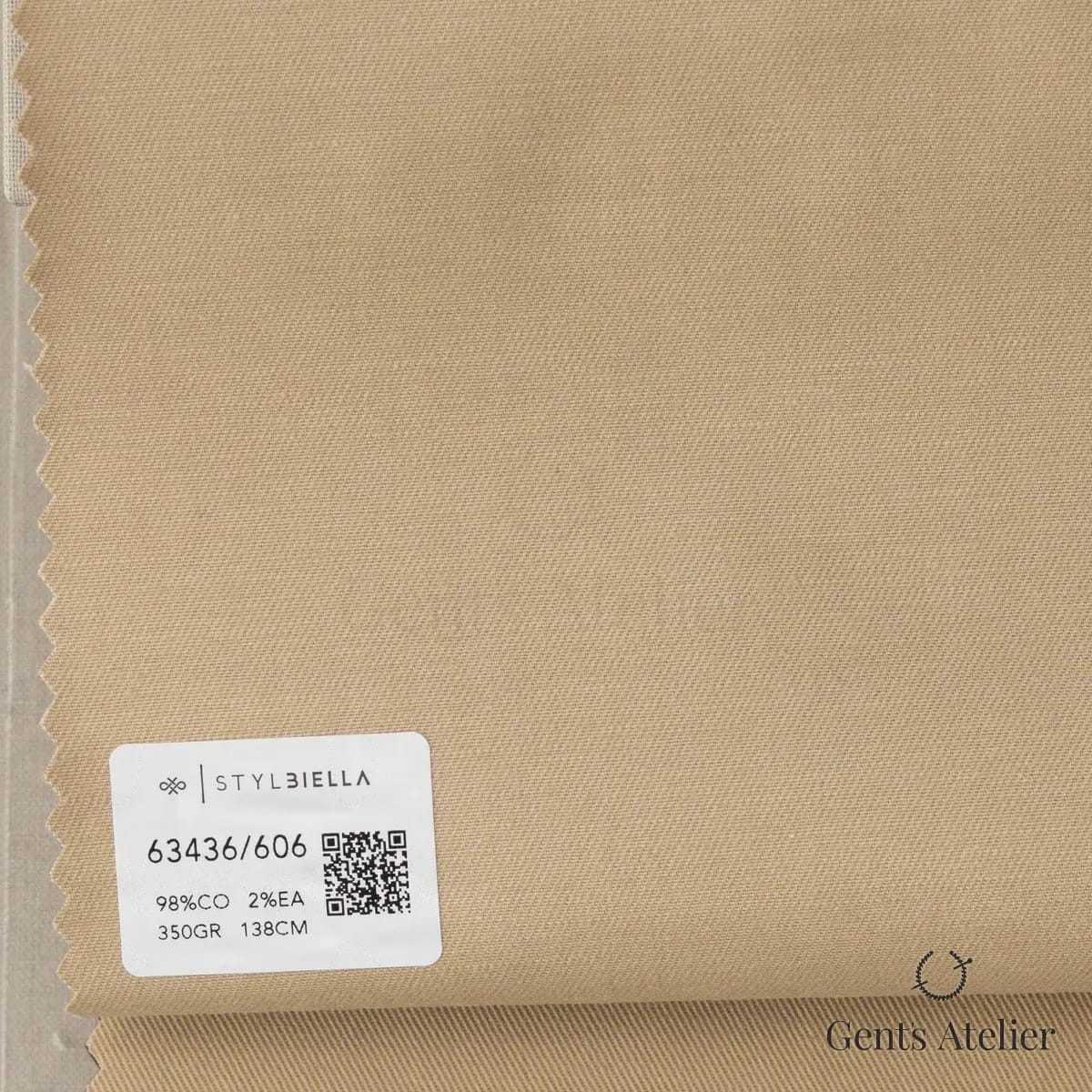 Образец ткани Stylbiella 63436/606 с этикеткой, песочный