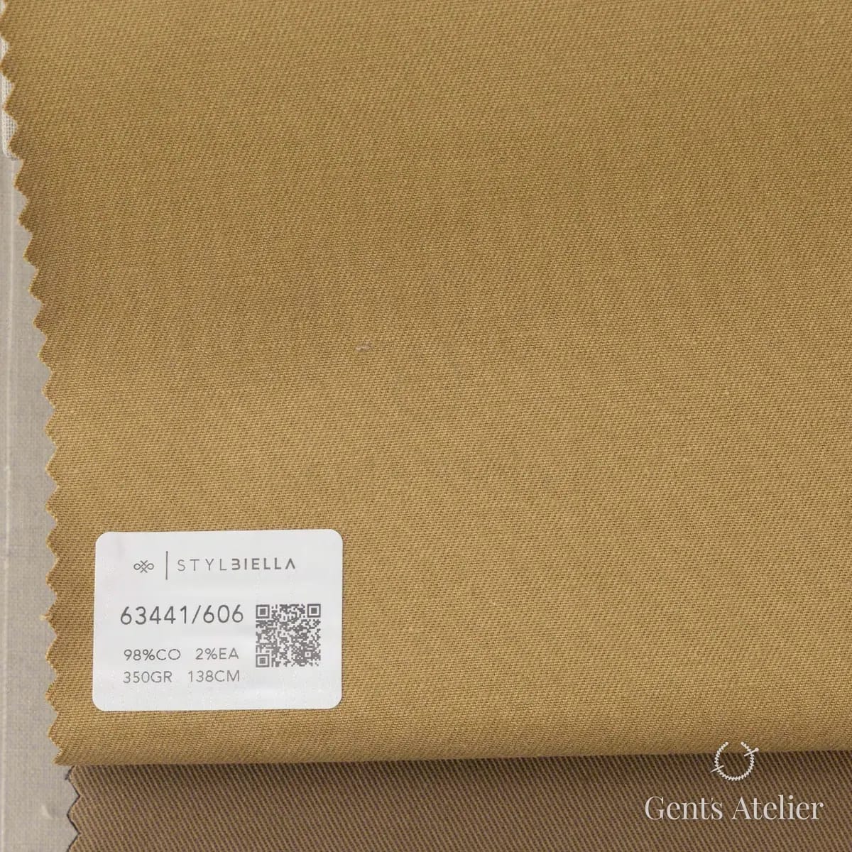 Образец ткани Stylbiella 63441/606 с этикеткой, хаки